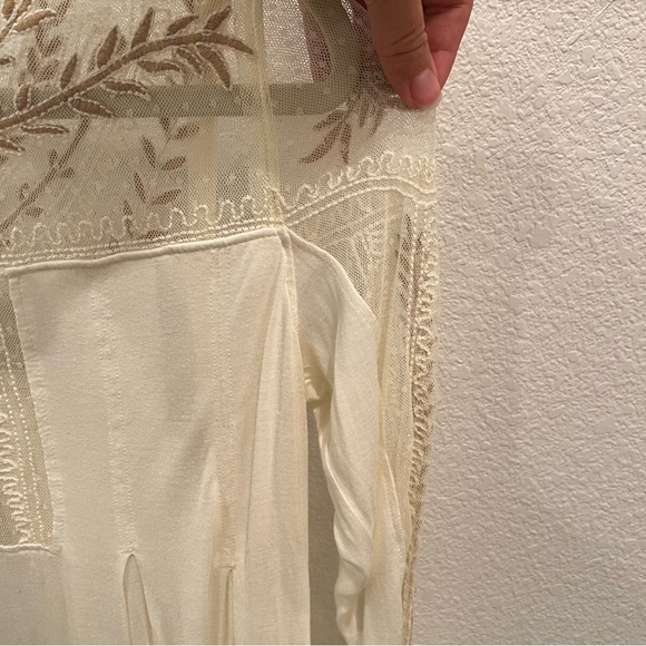 FREE PEOPLE Romantic JoJo Tee mixed Media Mesh Lace Long Sleeve Top - Picture 5 of 12